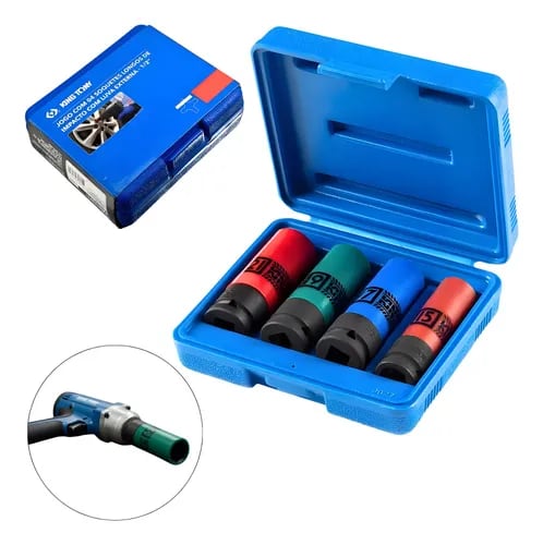 Jogo soquetes impacto para rodas de liga leve com 3 peças 1/2 17 19 21 King Tony