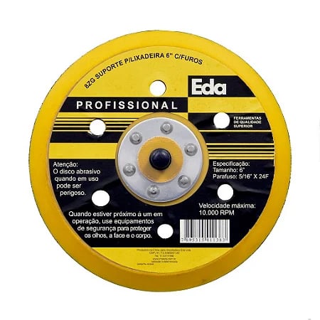 Disco Suporte Para Lixadeira Com Velcro Furos Eda