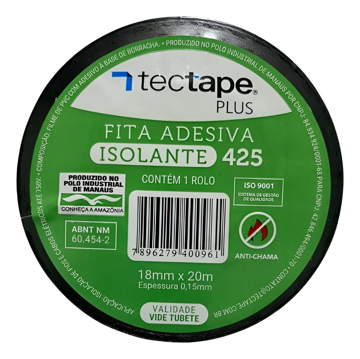 Fita Isolante De Pvc Preta 18mm X 20m - Tectape Fita Isolante De Pvc Preta 18mm X 20m - Tectape