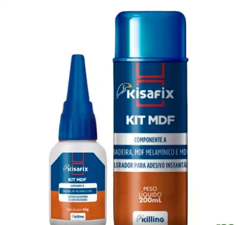 Cola Instantânea 65g e Acelerador 200ml Kisafix Kit Mdf Cola Instantânea 65g e Acelerador 200ml Kisafix Kit Mdf