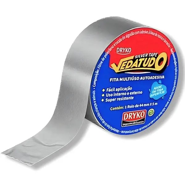 Fita Silver Tape Prata 44mm X 5m - Alta Resistência e Versatilidade