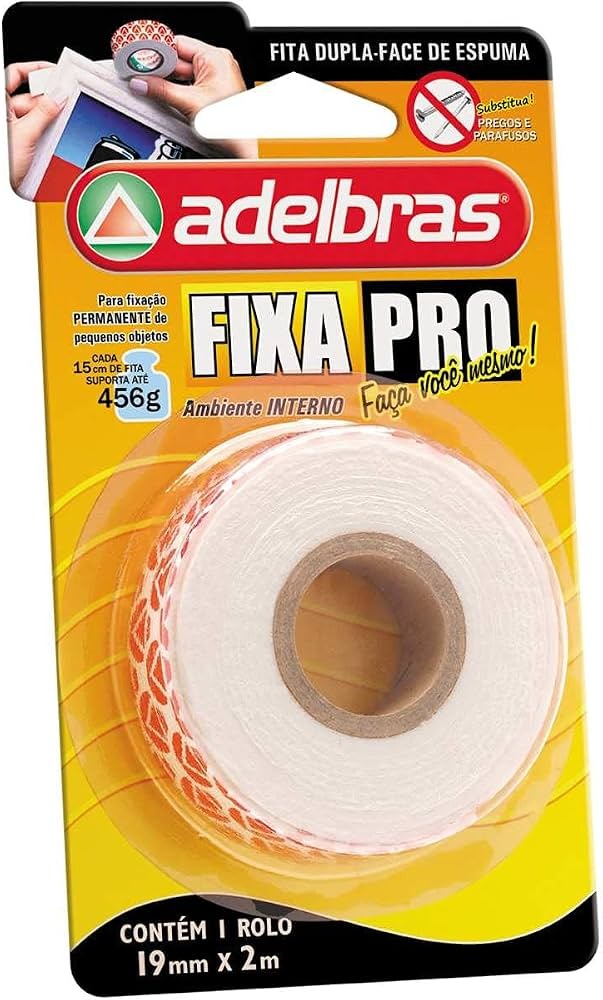 Fita Dupla Face Espuma Fixa Pro Cozinha 19mm X 2m - Adesivo Forte