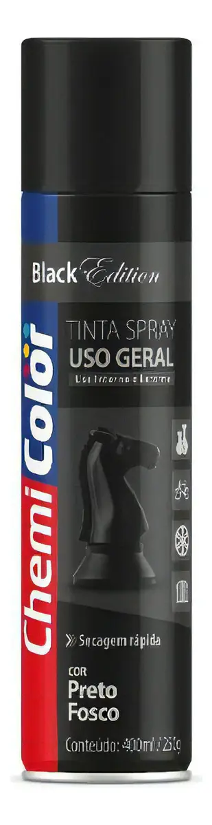 Tinta Spray Chemicolor 400ml Preto Fosco